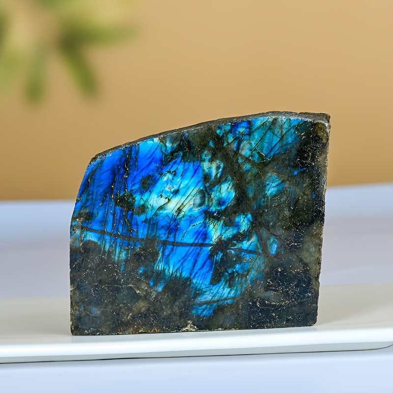 天然石 青い細長い石の装飾品 1個