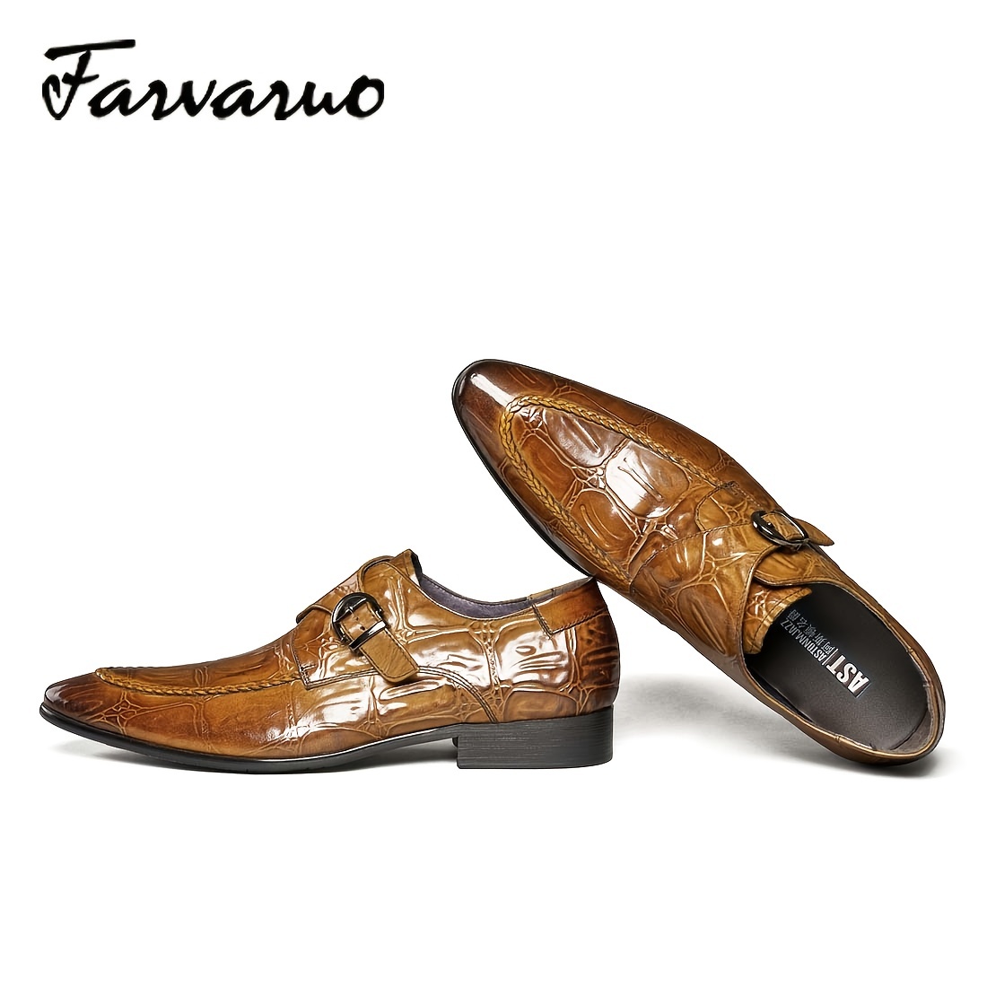 Farwarwo Men's Crocodile Printed Leather Oxford Shoes, Formal