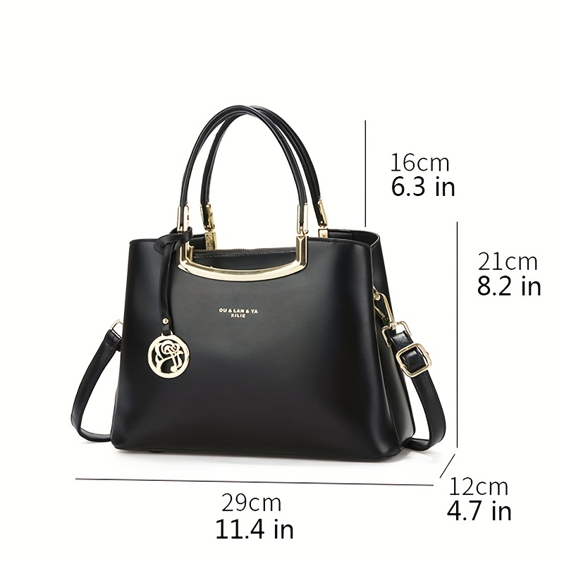 Fashion Top Handle Satchel, Elegant Pu Tote Bag, Women's Casual