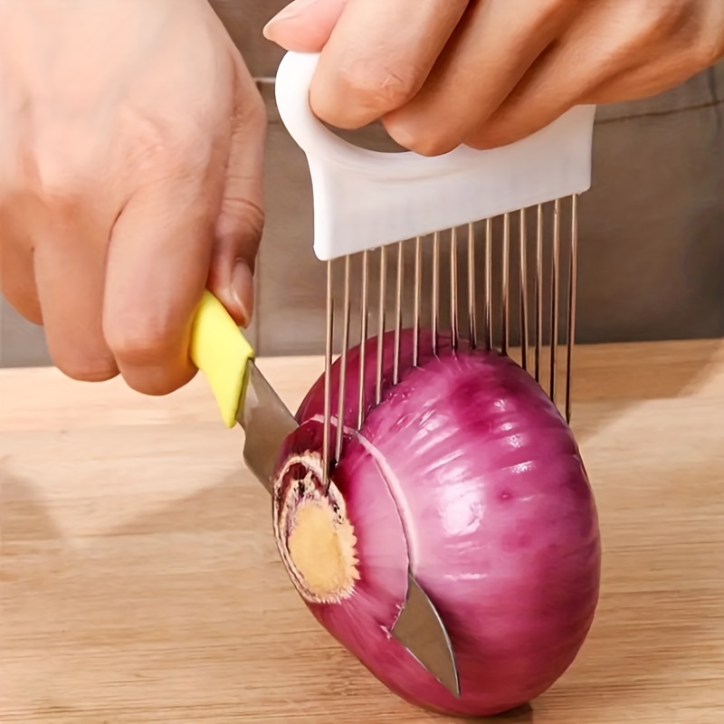 Onion Holder Slicer Vegetable Tools Tomato Cutter Stainless Steel Kitchen  Gadget