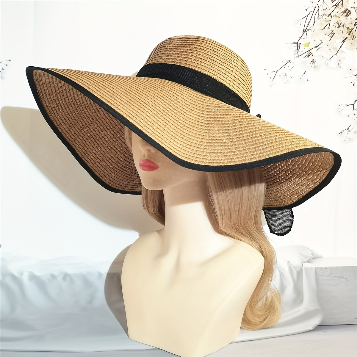 Women's Large Brim Floppy Sun Hat Bow Decoration Foldable - Temu