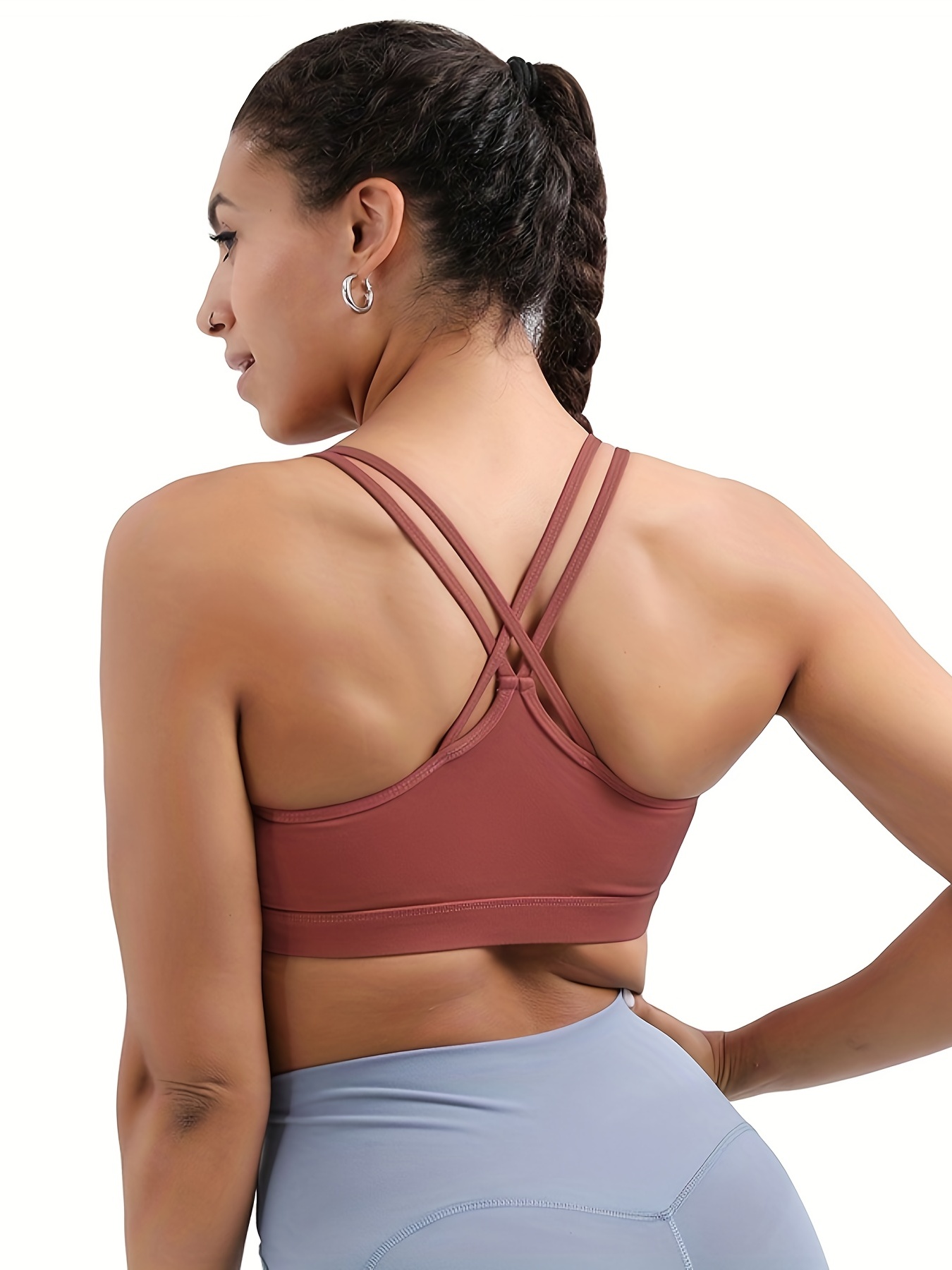 Breathable High Stretch Sports Bra Criss Cross Back - Temu