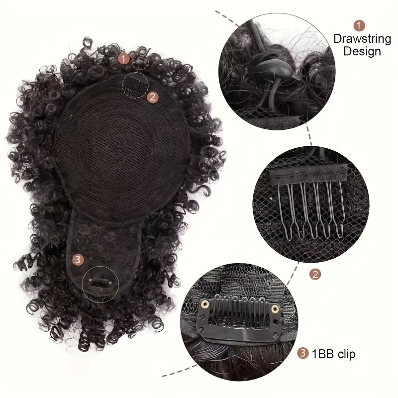 Kinky Curly Ponytail with Bangs Hairpiece
