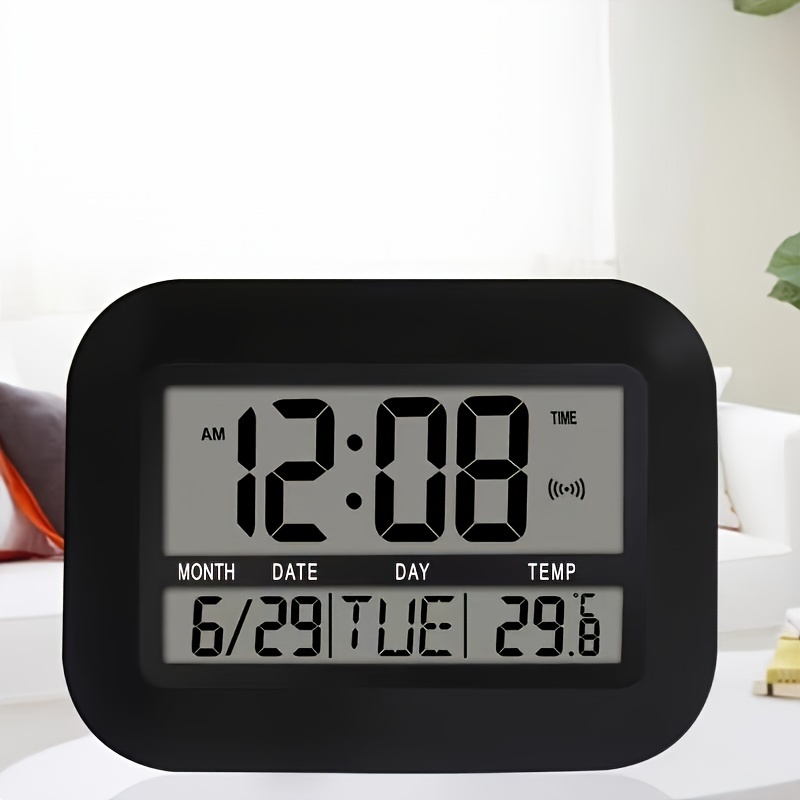 1pc LCDデジタルビッグディスプレイカレンダー壁掛け時計&テーブルスタンダー、カレンダーとアラーム、週と温度表示機能付き、家の装飾用  (電池は付属しません)