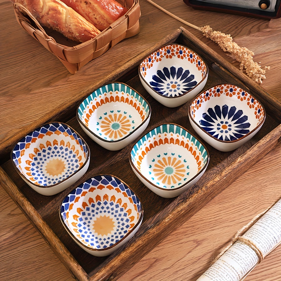  Cuencos creativos para salsa, platos de cerámica para aperitivos,  platos de porcelana para servir salsa, plato de postre para el hogar,  cocina, vajilla, cuenco para aperitivos (color : A) : Hogar