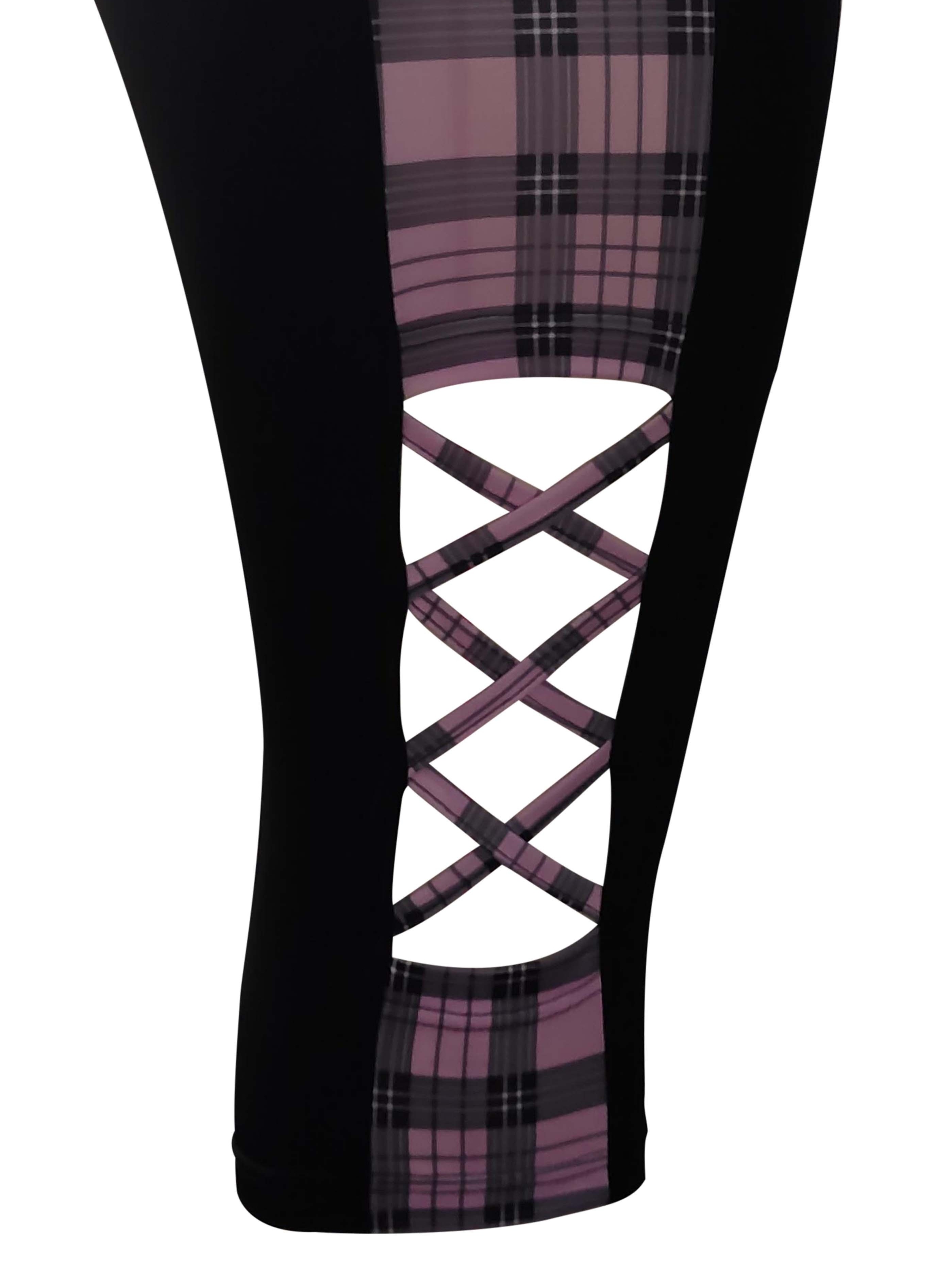 Plus Size Casual Leggings Women's Plus Plaid Print Criss - Temu