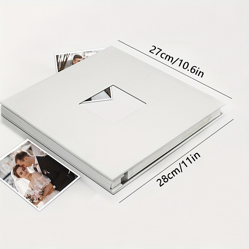 Album Photo Traditionnel, Grand Scrapbooking Adhesif avec 40 Vierge Pages,  27x28 cm Livre Photo de Lin en Tissu Couverture Personnalisé, Magnétique
