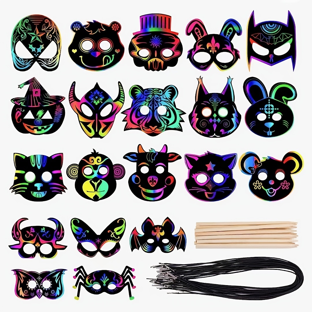 5pcs Paper Mache DIY Cat Masks, White Paper Face Blank Hand Painted Design  For Dance Party Festival Performance- White Mask Costume