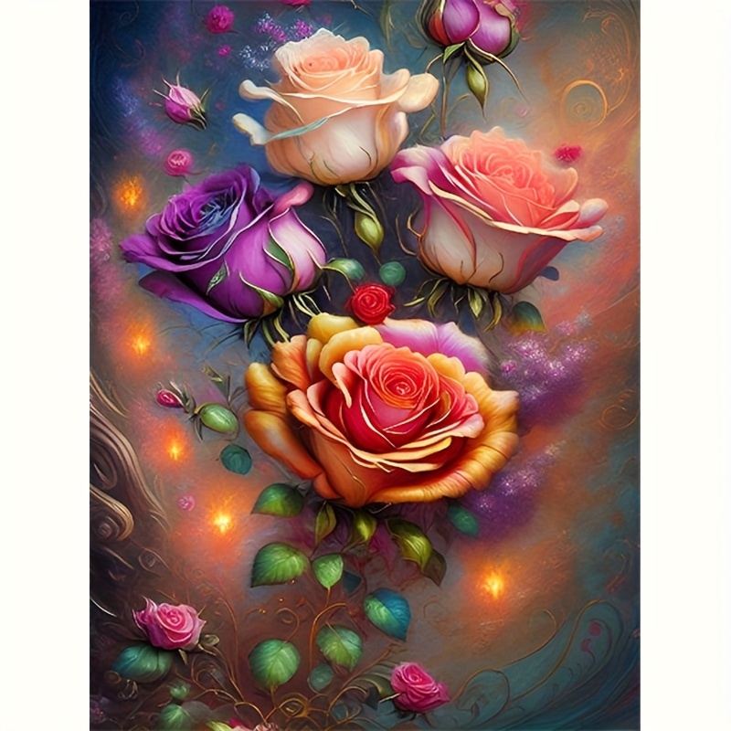 Flower Diamond Painting New Collection Orange Roses Full Round/Square  Mosaic DIY Cross Embroidery Rhinestone Home Decoration