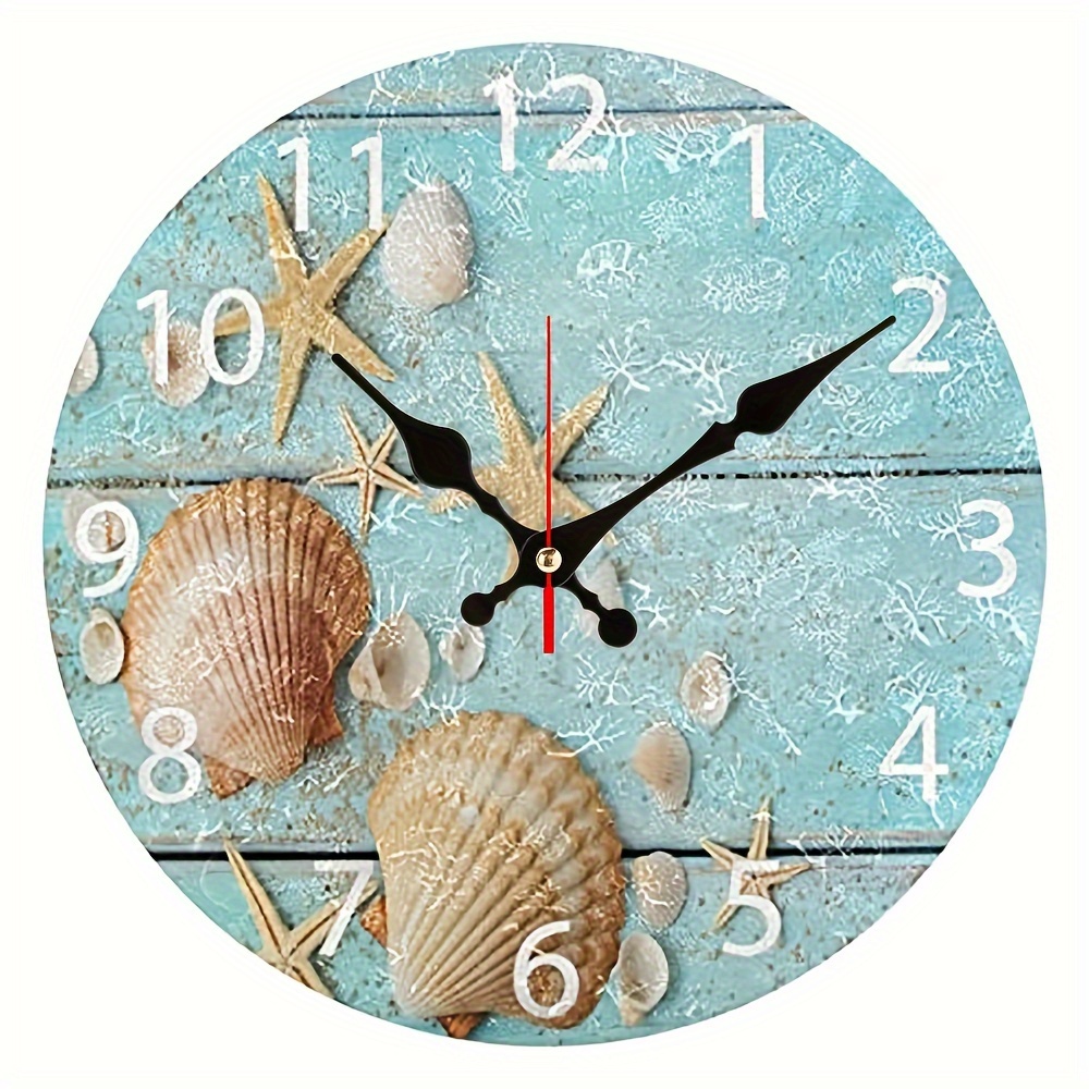 1pc Orologio Da Parete Rotondo Vintage Con Conchiglie Marine, Silenzioso E Senza  Ticchettio, Dipinto Ad Olio Decorativo Per La Casa, L'ufficio E La Scuola.  Batteria AA (non Inclusa) - Temu Italy