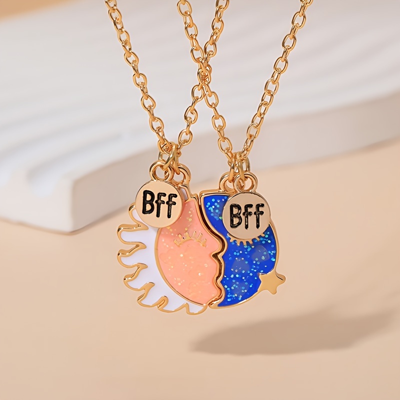 2X Matching Necklace for Best Friends Personalized Magnet Heart Pendant  Necklace Engraved Gift for Kid Children