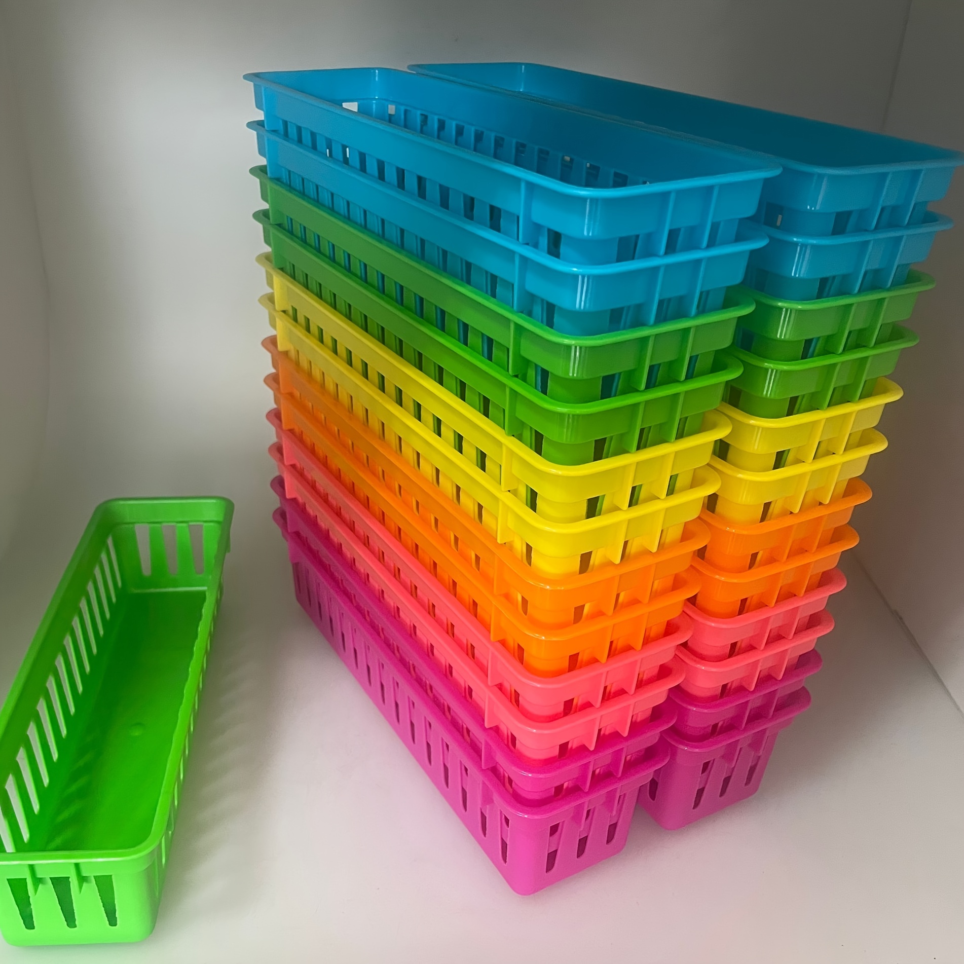 36 Pack Classroom Storage Baskets Classroom Storage Baskets Small Plastic  Organizer Basket Crayon Pencil Container Bin Holder for Drawer School Desk
