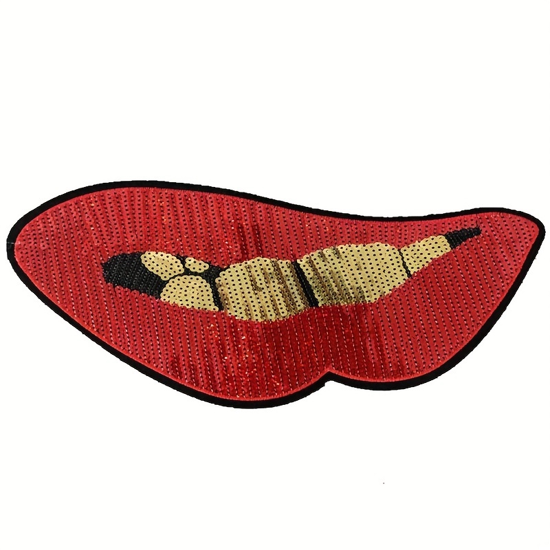 Large Lips Patches Iron Patches Sew Clothing Glitter Sequin - Temu