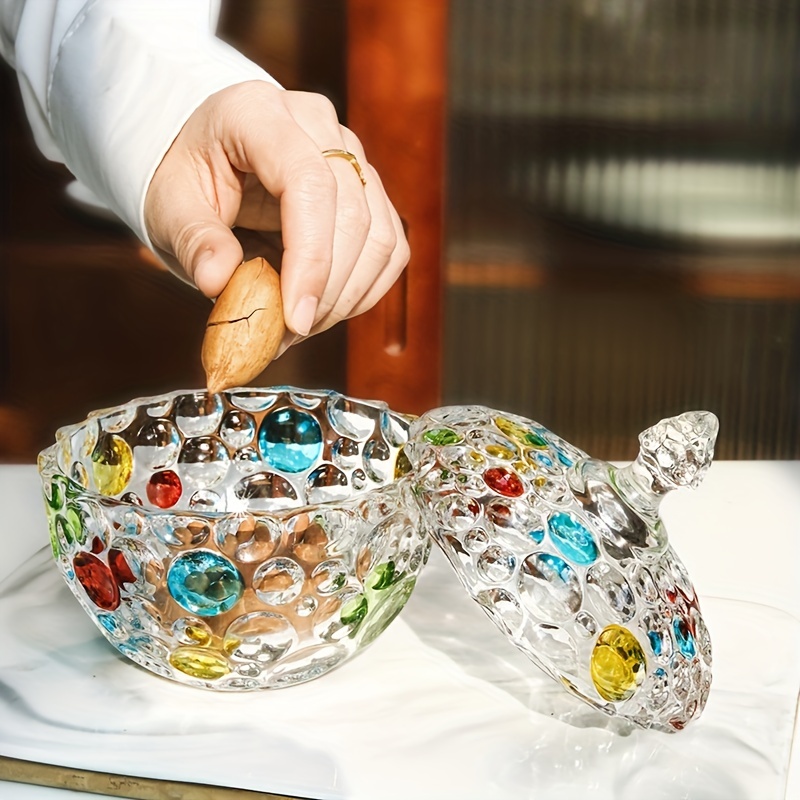 ComSaf Glass Candy Dish with Lid, Clear Covered Candy Bowl