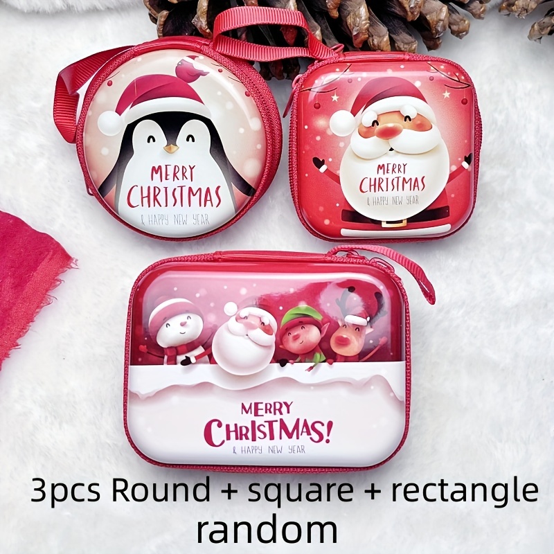 1pc 2 3pcs Cartoon Christmas Square Coin Purse Round Cute Zipper