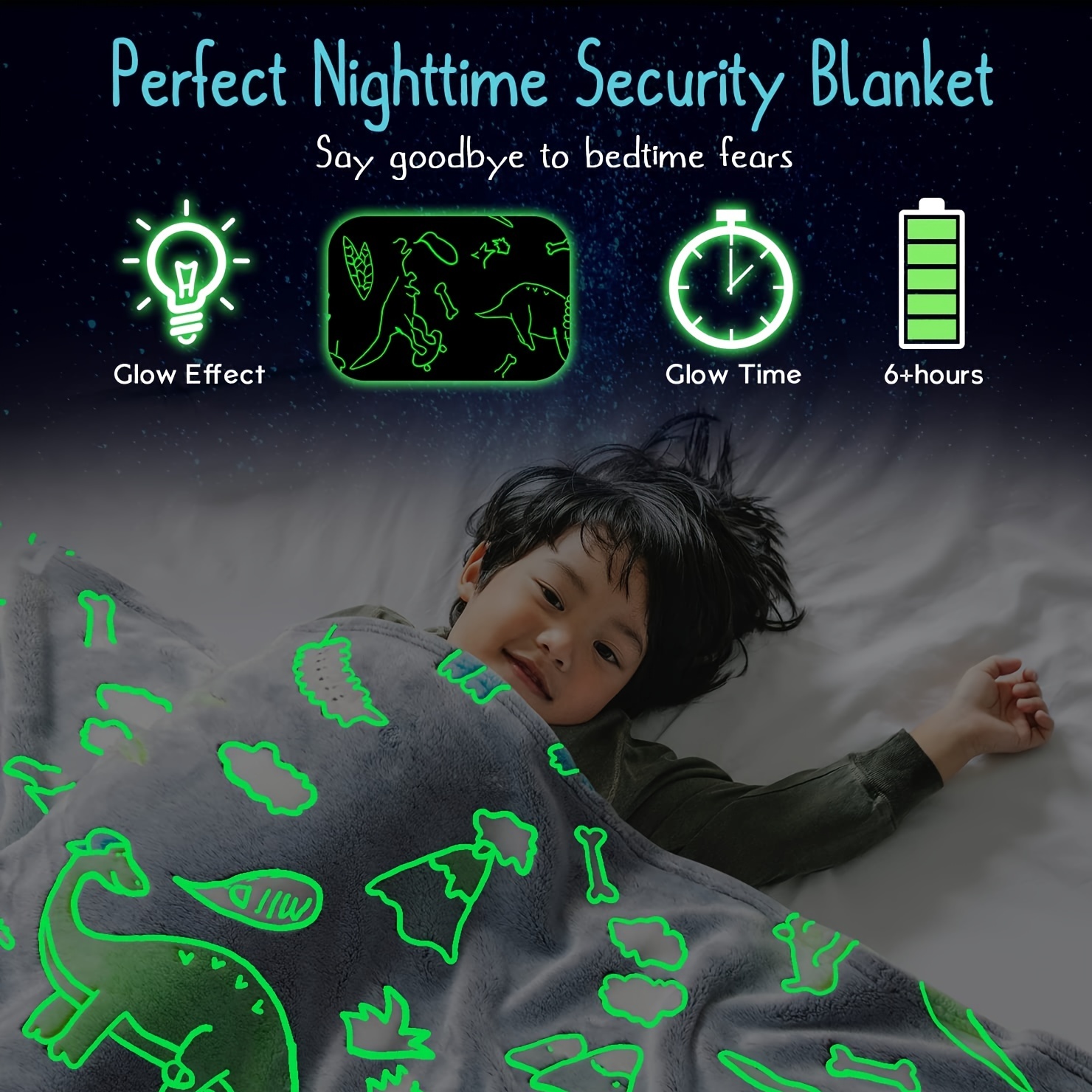 Luminous Dinosaur Blanket for Kids