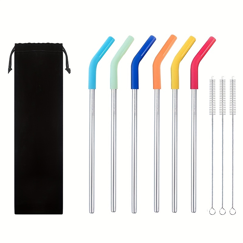 Stainless Steel Straws Reusable Straws With Silicone Tips - Temu