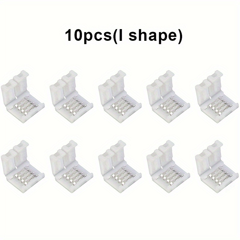 10pcs Rgb Led Strip Connector 4 Pin Led Tape Connector Led Ribbon Quick  Connector Led Rope Clip Connector Solderless Gapless Adapter Extension For  10mm Wide Smd 5050 Multicolor Led Strip