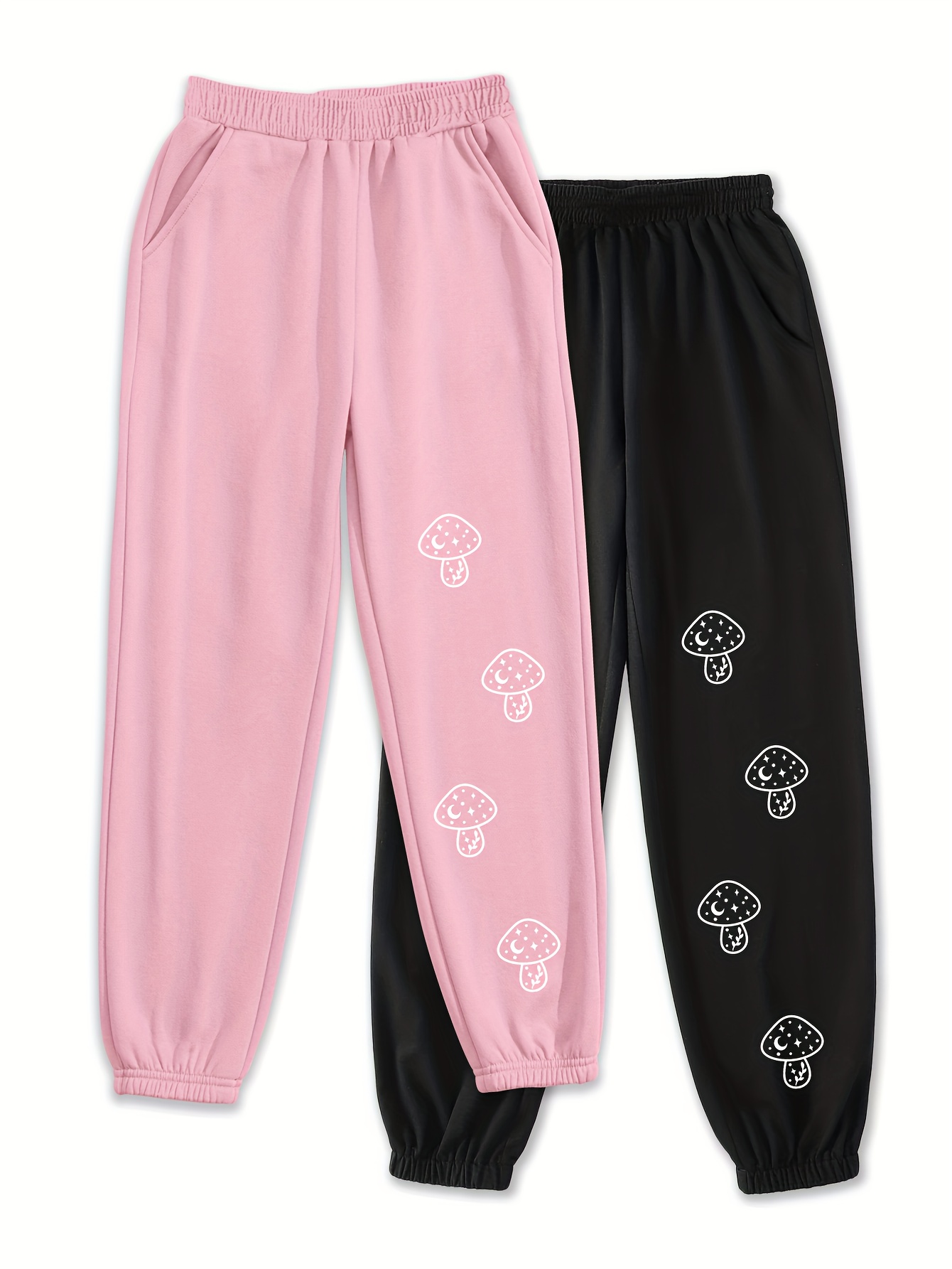 KaLI_store Sweatpants for Girls Girls Joggers Sweatpants Kids Cargo Loose  High Waisted Pants with Pockets,Pink
