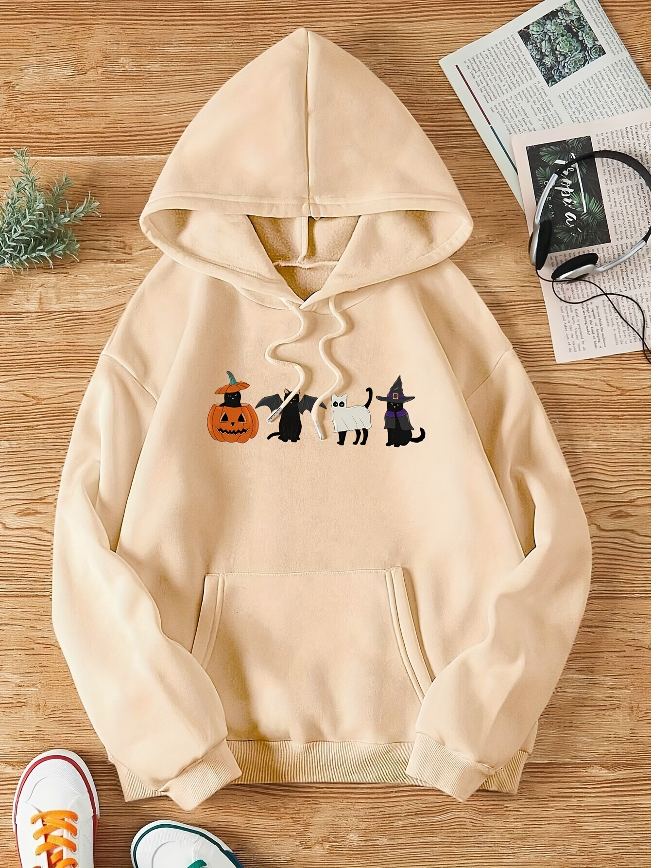 Halloween Cute Graphic Print Hoodie Versatile Drawstring Temu