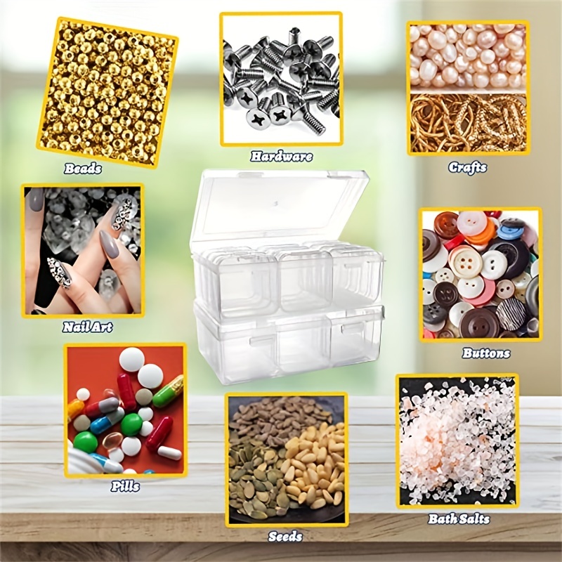 12pcs Clear Plastic Storage Box, Transparent Bead Storage Container With  Hinged Lid For Storing Small Items, Crafts, Jewelry And Hardware