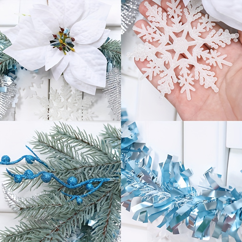 1pc Artificial Christmas Flower, Snowflake & Leaf Bouquet - Home