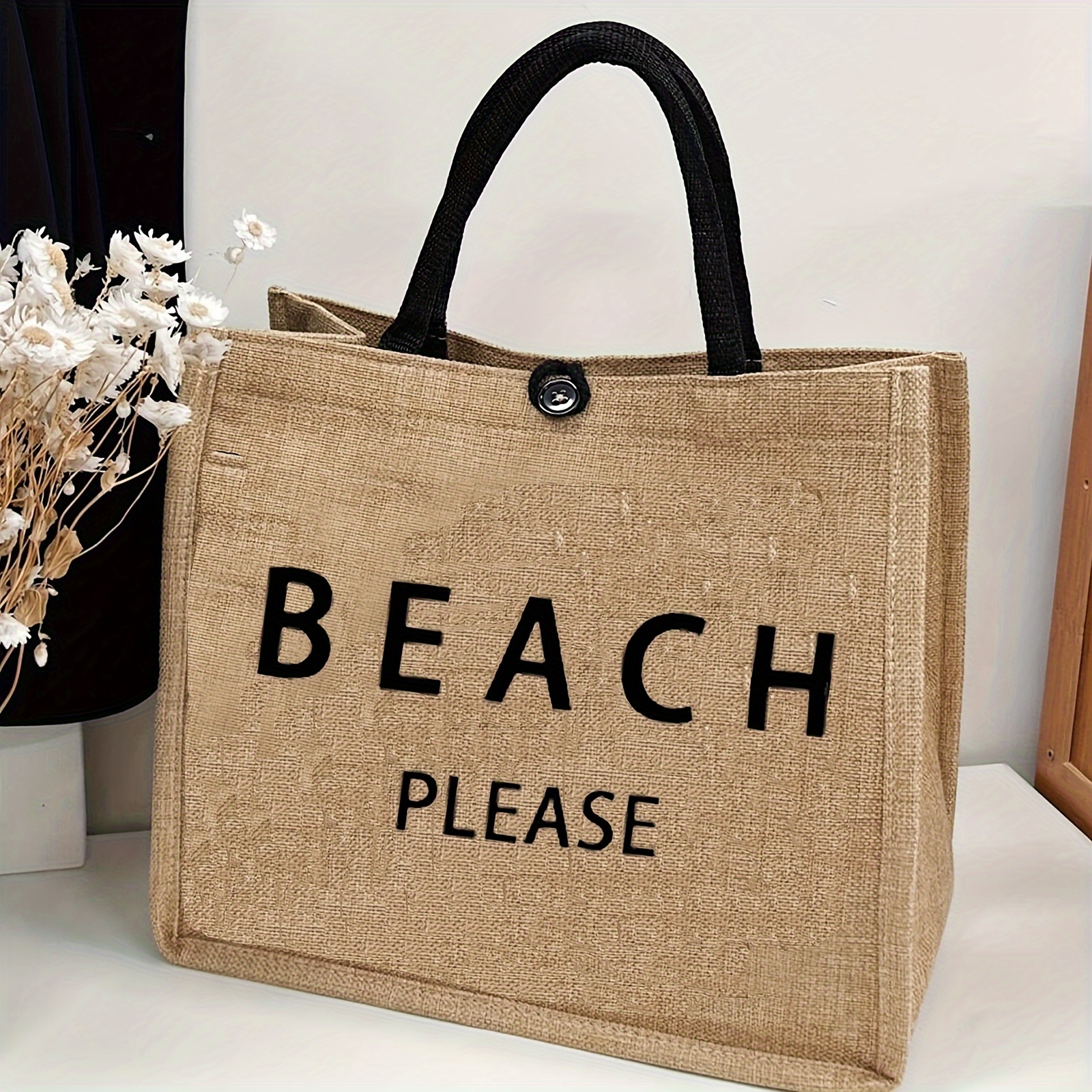 

Simple Letter Print Tote Bag, Large Capacity Gift Bag, Fashion Handbag For Travel School Shopping