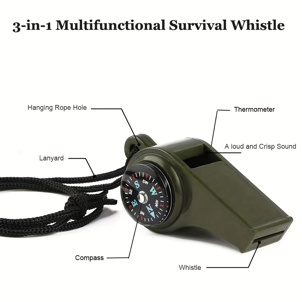 3 in 1 Compass Lifesaving Whistle Thermometer - Temu