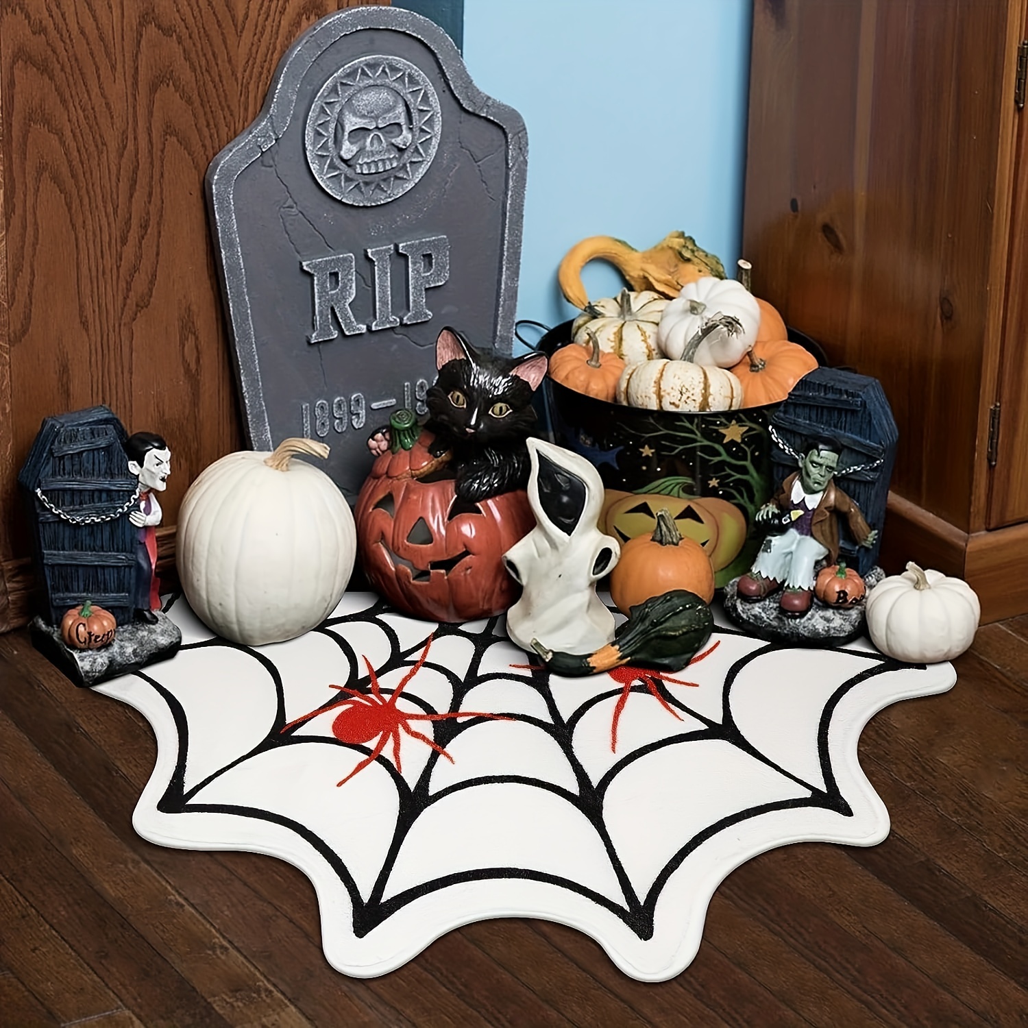 Halloween Spiderweb Pattern Floor Mat Soft And Comfortable - Temu