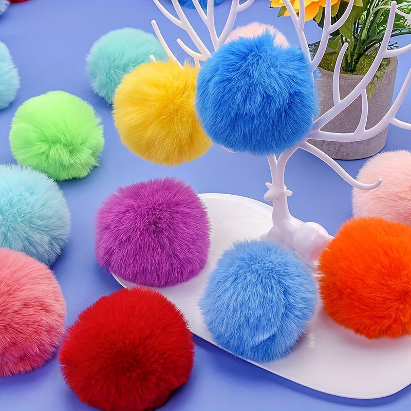  10 Pcs Faux Fur Fluffy Pom Pom Balls DIY Faux Fur Pompoms for  Hats Keychains Shoes Scarves Bags Charms