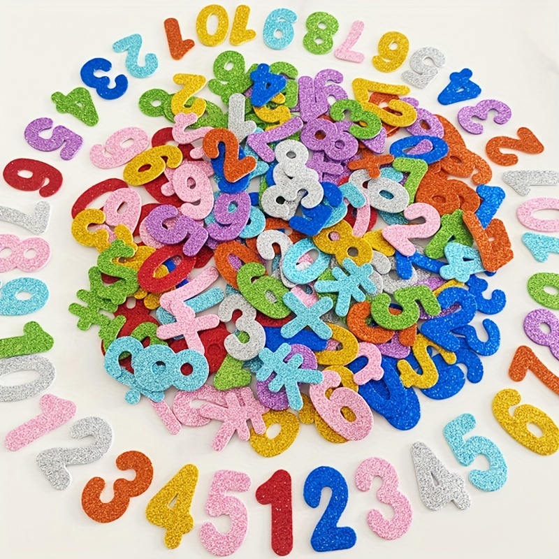12 Bulk Foam Stickers With Glitter/letter Assorted Color - at 
