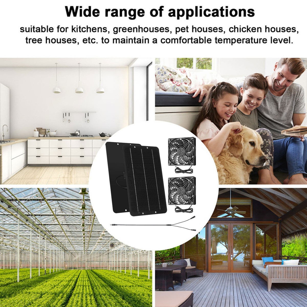 Solar Panel Exhaust Fan, Outdoor Waterproof Solar Exhaust Fan, Portable  Exhaust Fan for RVs, Greenhouses, Pet Houses, Chicken House 