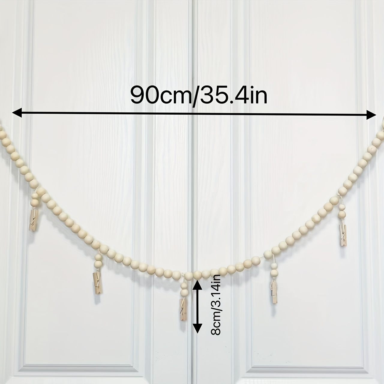 1pc room decoration hanging photo display natural wood color wooden bead flower wreath photo clip home decoration room decor home decor wall decor background decor