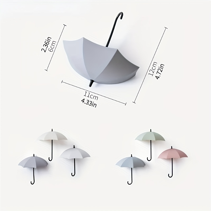 3 Stück/Packung, Stanzfreier Regenschirmhaken, Kunststoff