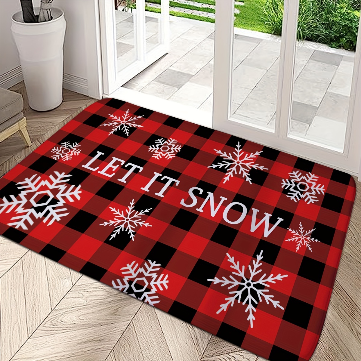 Indoor Door Mat Winter Elk Pattern Area Rug Non Slip Front - Temu