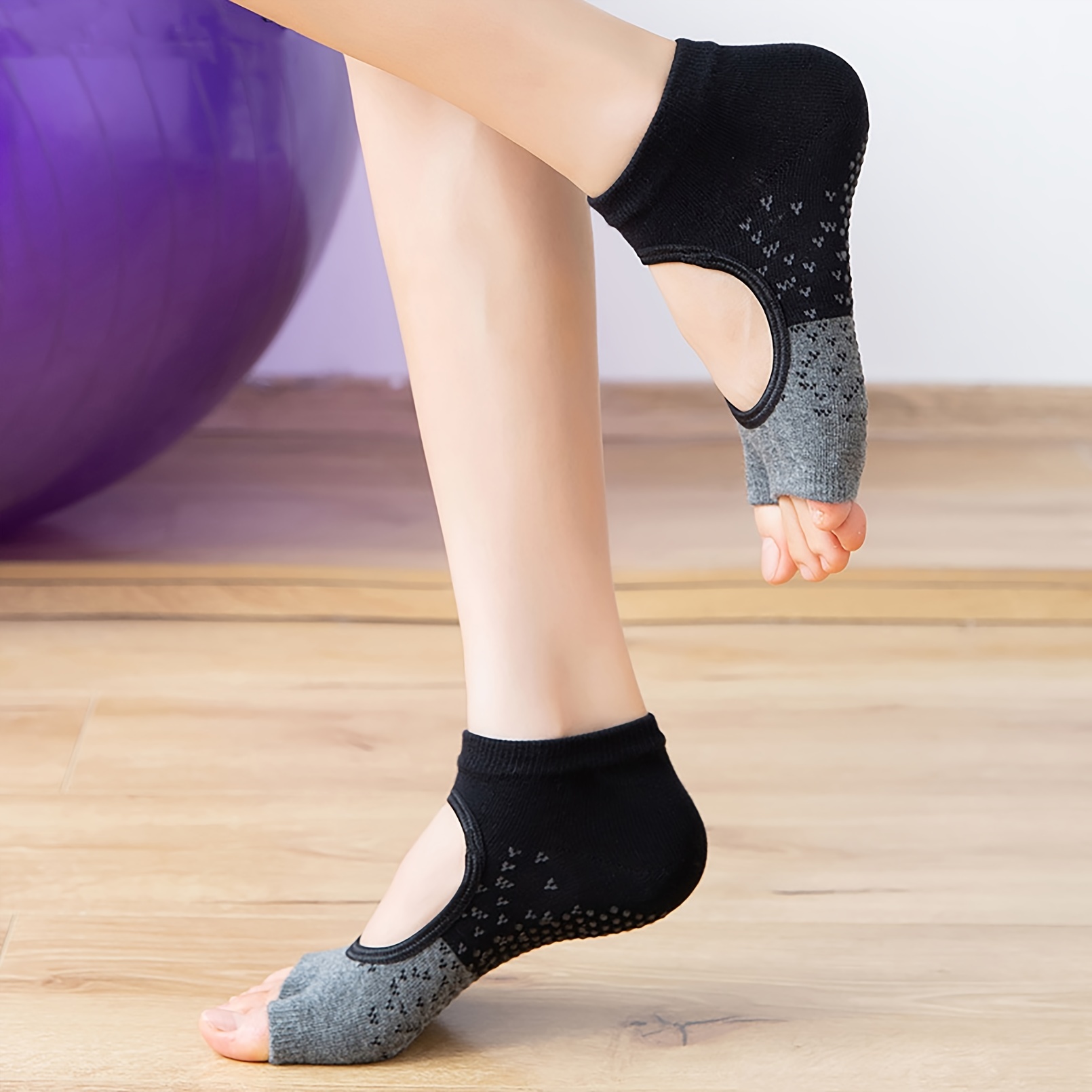 Yoga Socks Women Contrast Color Cotton Silicone Non-slip Pilates