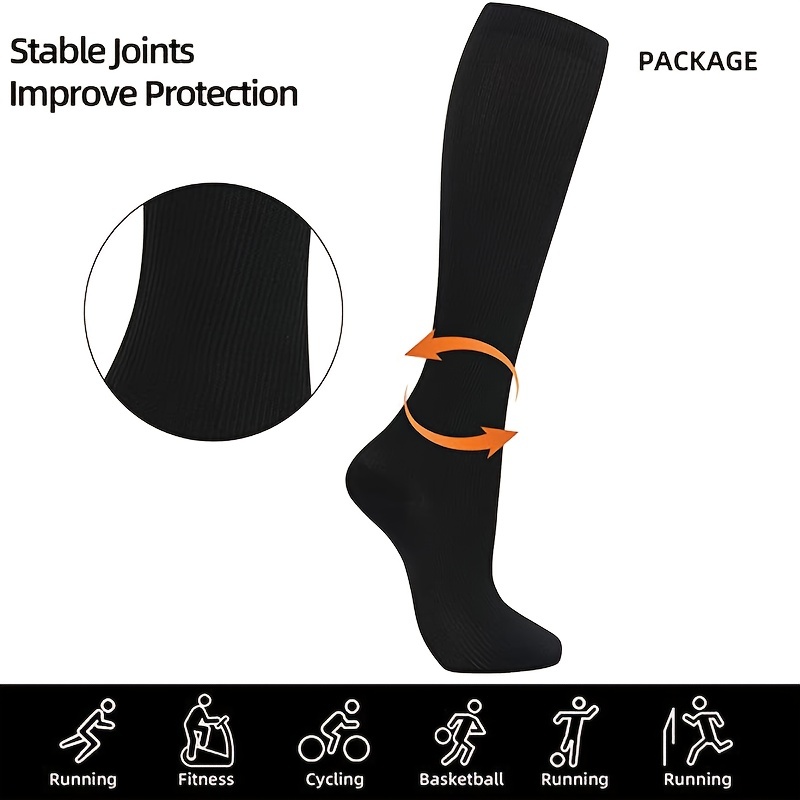 1 pair Unisex Compression Calf Socks for Varicose Vein Relief and Pain  Management - Black Knee High Stockings