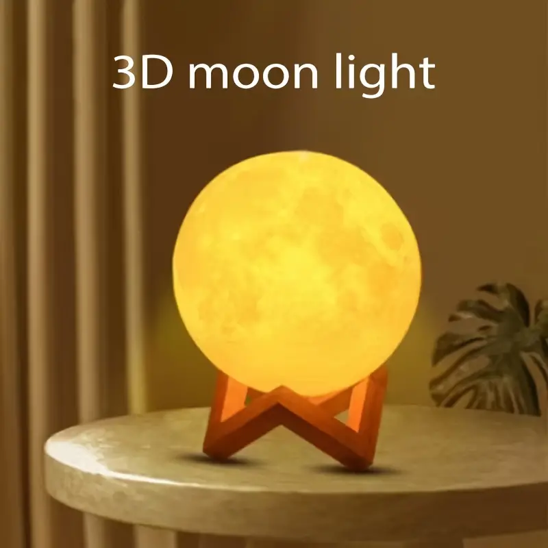1pc 8 10 12cm led night light 3d printing moon light star light 7 color bedroom decoration night light shop booth decoration hotel bedside table decoration bar decoration gift for hotel catering event holding details 0