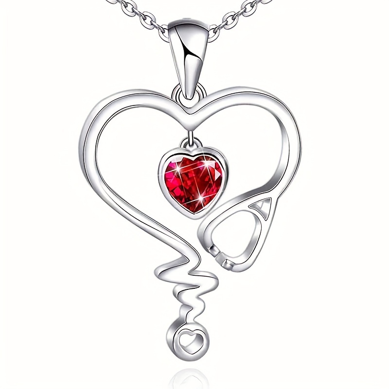 Nurse Necklace Women Stethoscope Heartbeat Necklace Jewelry - Temu
