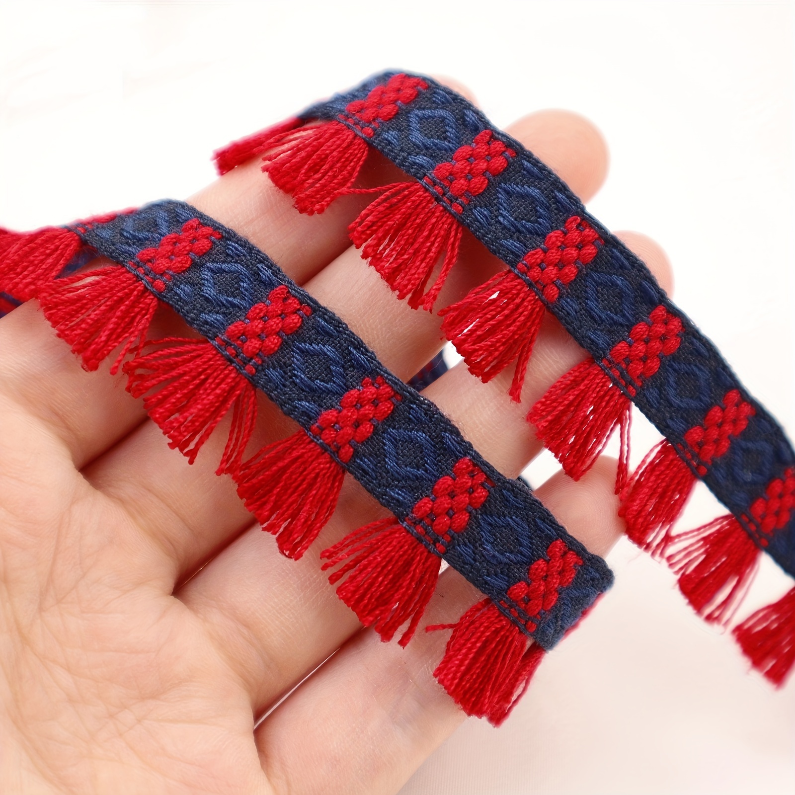 2 Yards Fringe Lace Trim Red Blue Fringe Tassel Lace Trim Ribbon For DIY  Sewing Crafts Home Decor