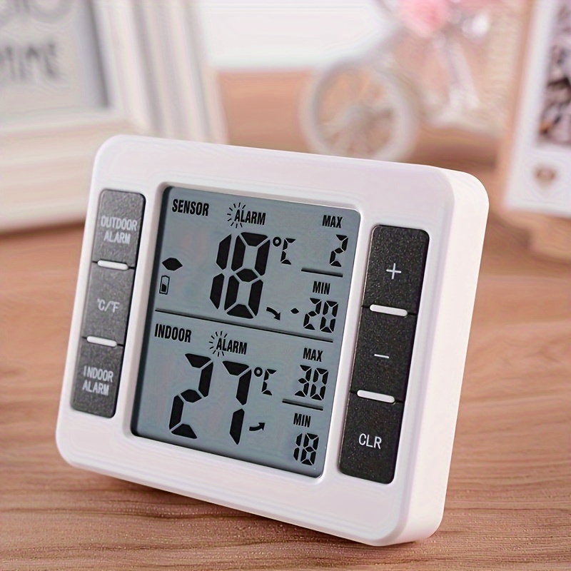 1pc Thermometer, Indoor And Outdoor With Lower Limit Alarm Function,  Desktop Placement With Magnet On The Back Can Be Wall-mounted, Outdoor  Wireless