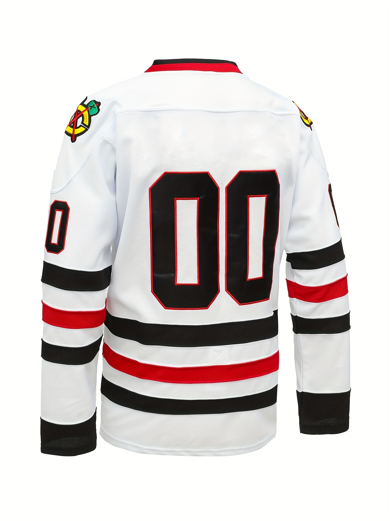 Men's Embroidery Number Ice Hockey Jersey, Vintage V-Neck Long Sleeve Uniform Hockey Shirt for Training Competition,Temu