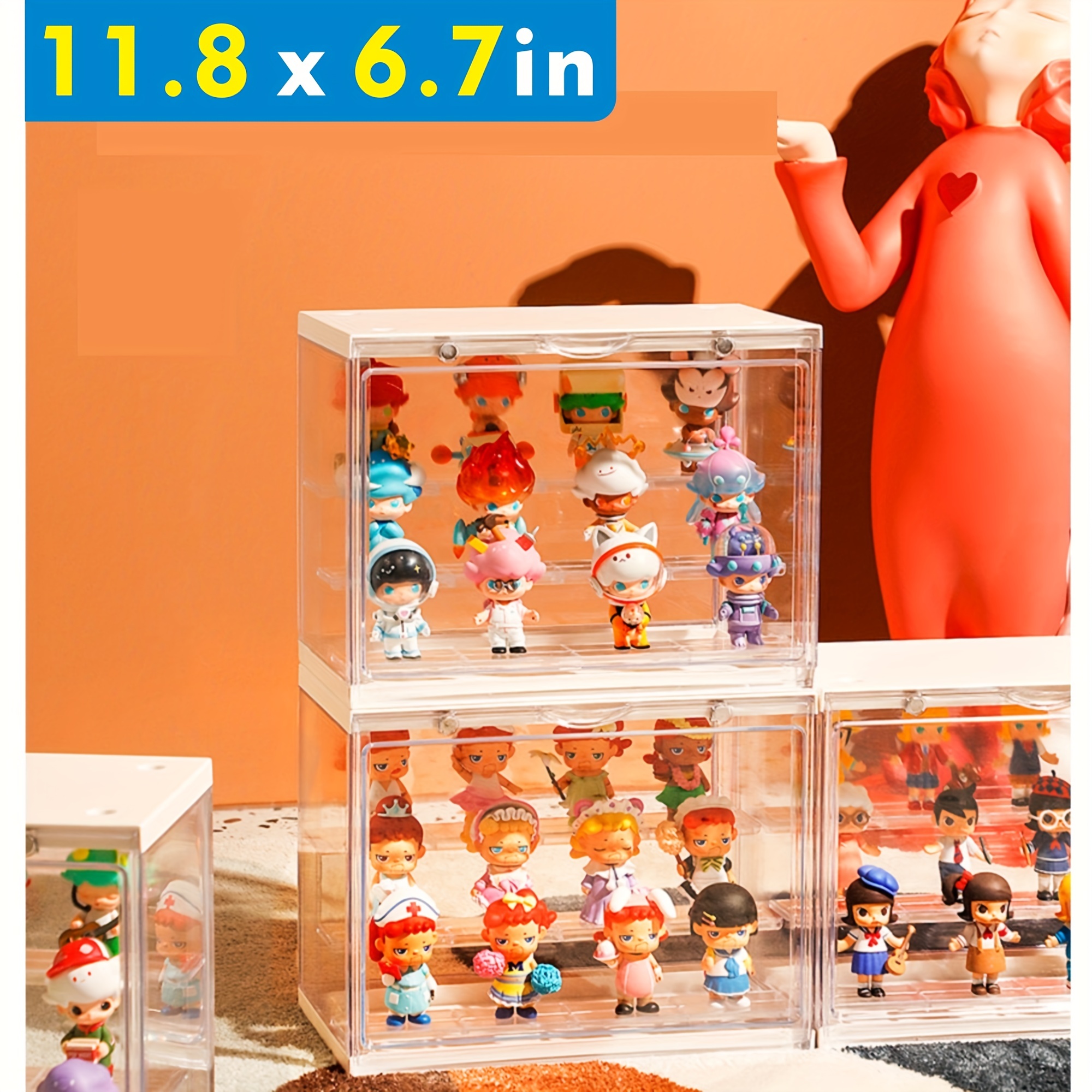 Boîte de présentation en acrylique transparent avec lampe, vitrine  anti-poussière pour figurines d'anime, boîte