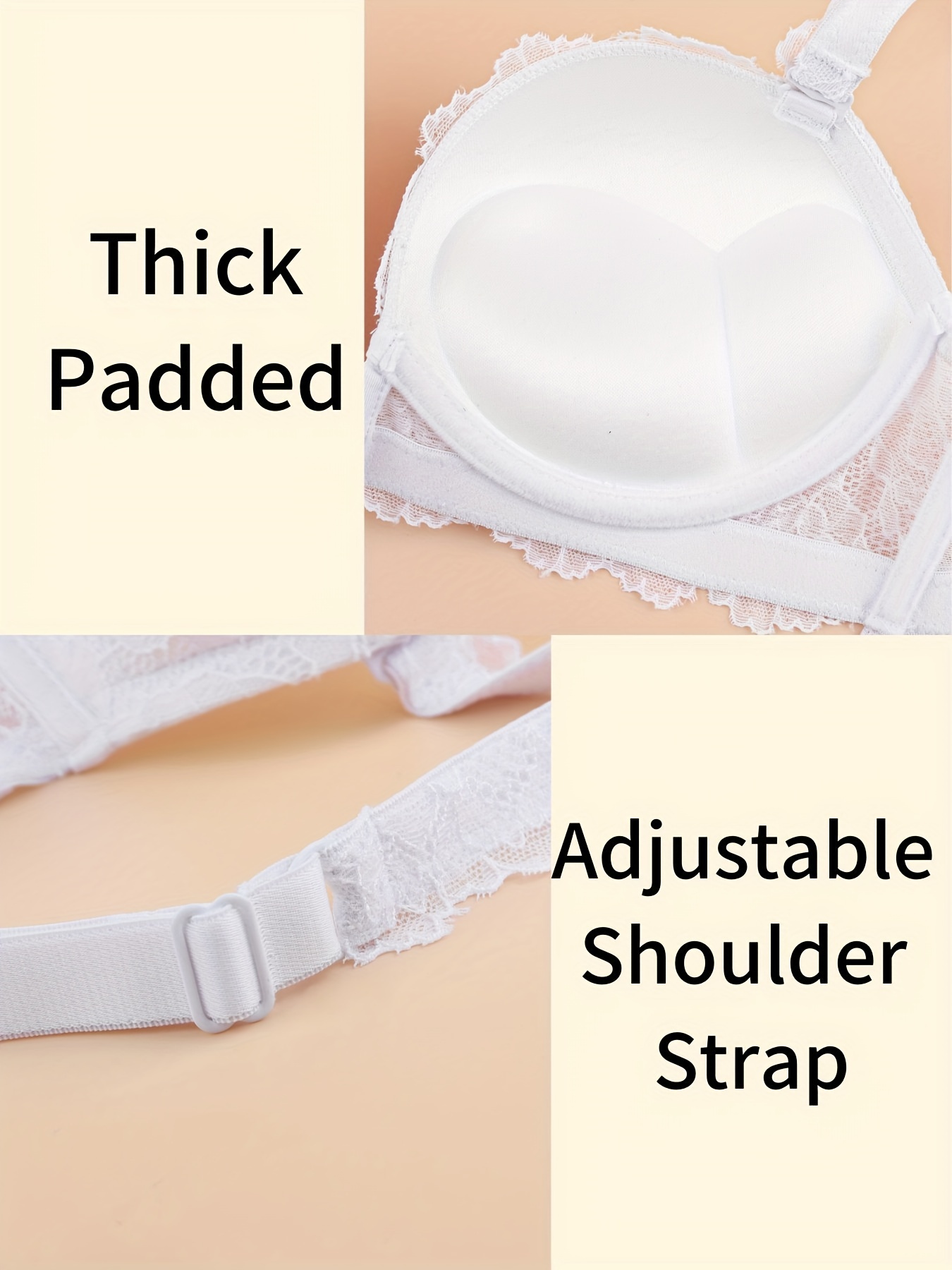 Strapless Push Up Padded Bra with Convertible Clear Straps