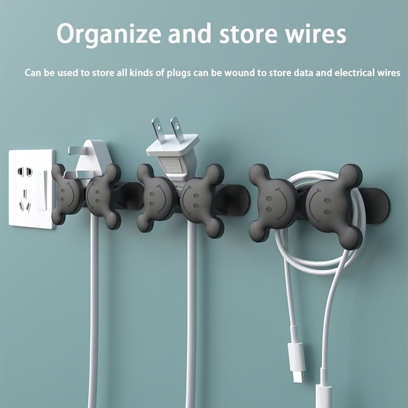 Enrollador organizador de cables para electrodomésticos de cocina: 4 piezas  de soporte de cable de envoltura ordenada, envoltura de cable adhesivo