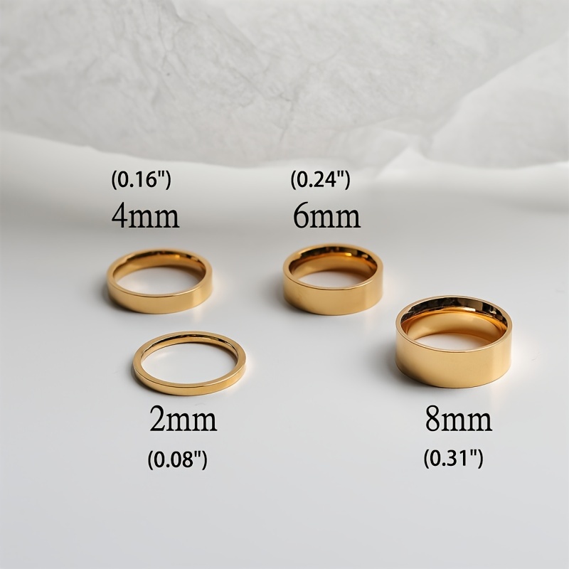 Normcore Band Ring Polish Surface 18K Gold Plated 316 Stainless Steel Exaggerated Jewelry, Jewels for Daily Outfits Party Decor,Women Rings,Temu