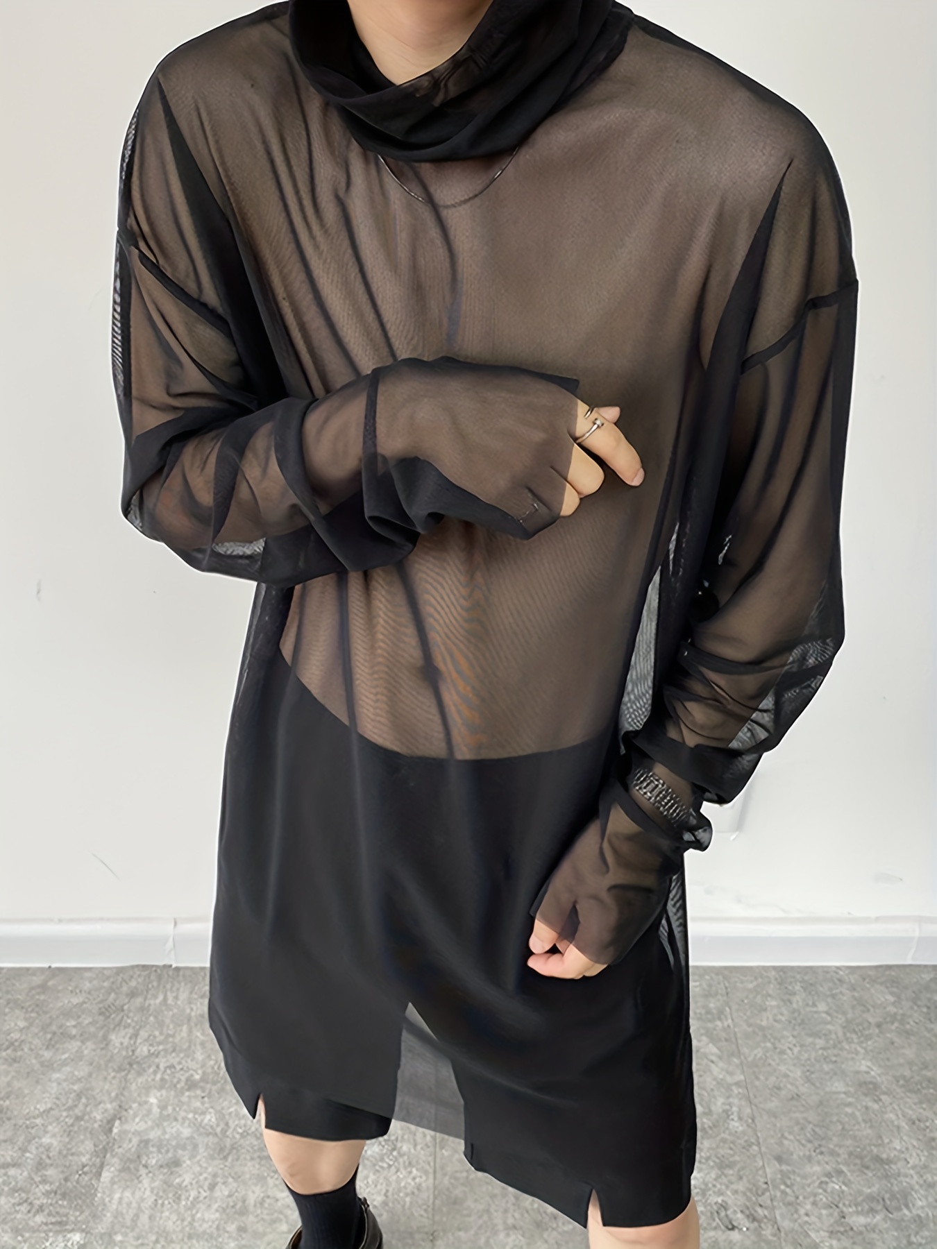Mens Sexy Fashion Loose Casual Shirt Hollow Mesh See Through Flirtatious  Short Sleeve Top Party Adult Games Play Wear - Men's Underwear & Sleepwear  - Temu United Arab Emirates