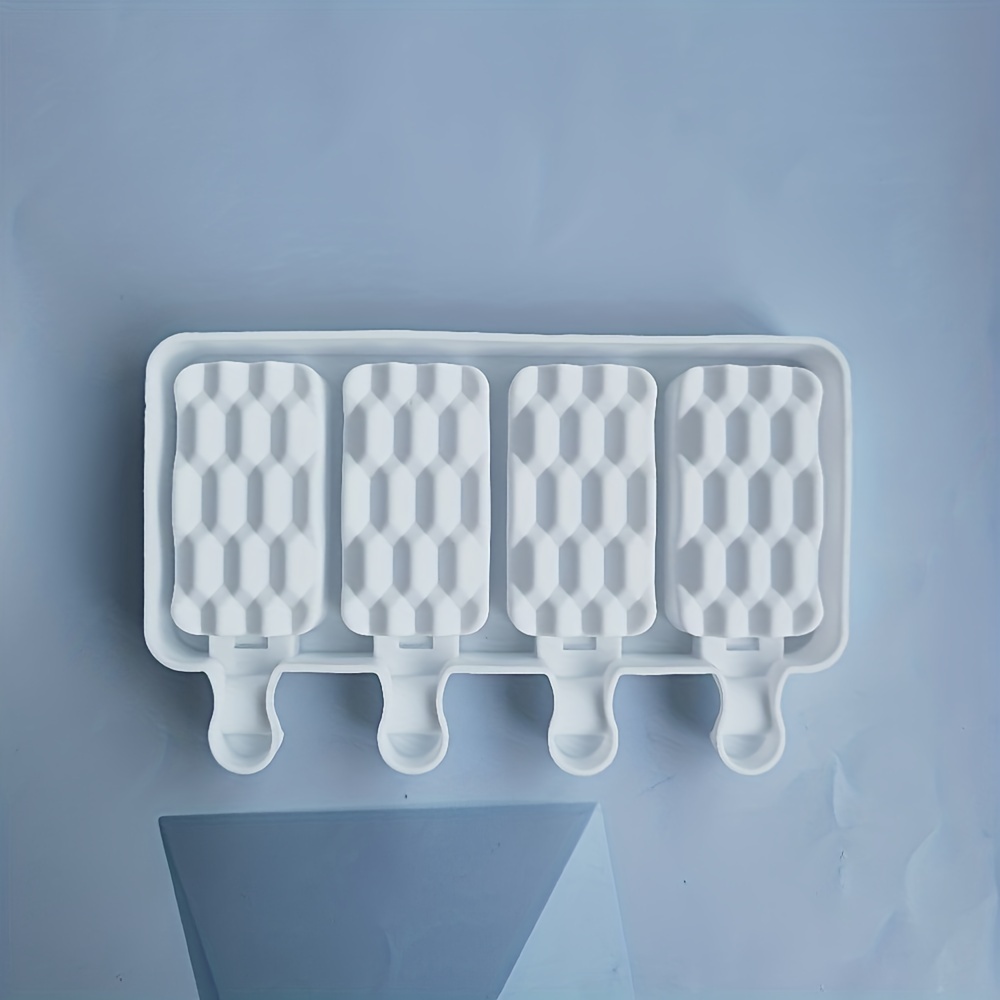 1pc, Popsicle Mold, Creative Popsicle Mold, 4 Cavities DIY Ice Bar Maker  Mould, Silicone Popsicle Mold, Ice Cream Mold, Frozen Ice Cube Box,  Household