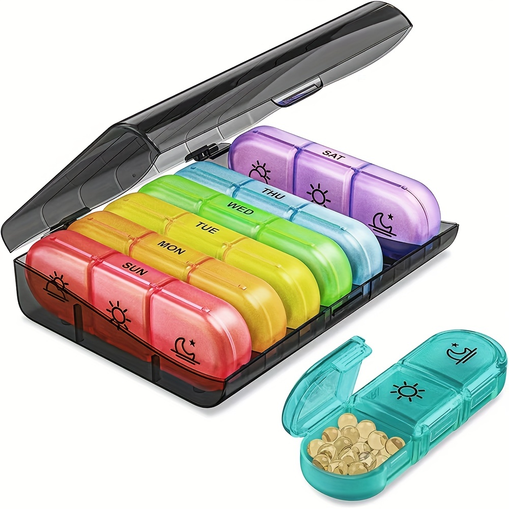 Pill Box 7 Days Organizer 21 Grids 3 Times Portable Travel Large Compartments