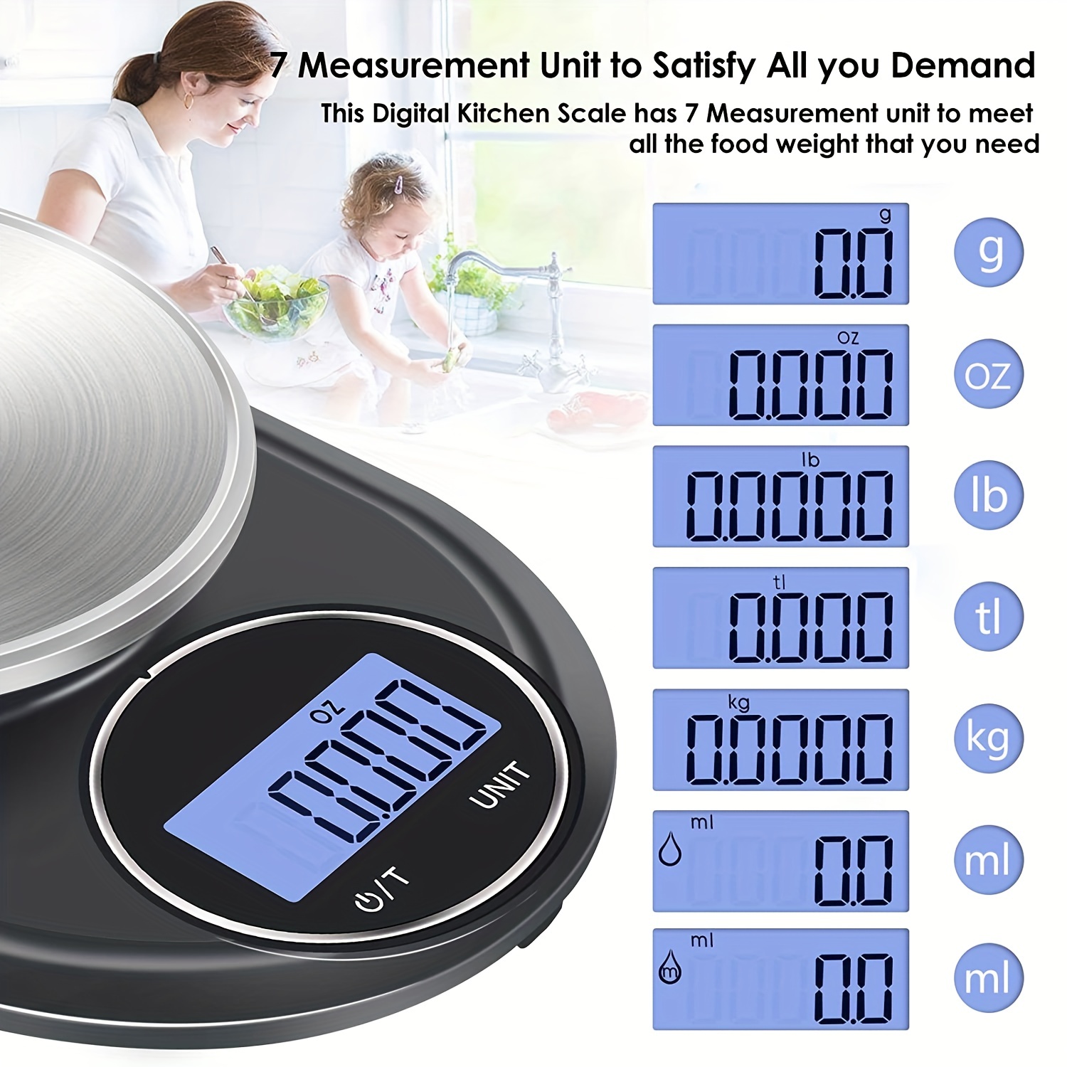 Digital Kitchen Food Scale LCD Display Weight in Grams Kilograms